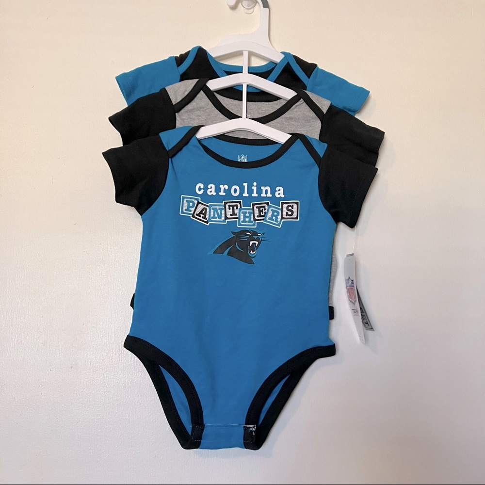 NFL 3 piece Carolina Panthers 18 month onesies NWT